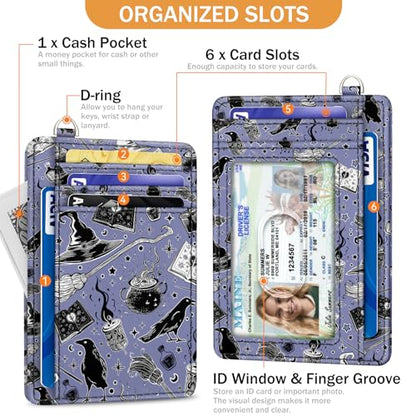 Yonlevres Goth Credit Card Holder Slim RFID Wallet Women Small Travel Funny - color: Magic Goth