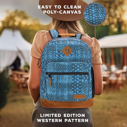 Wrangler Yellowstone Sturdy Backpack, Water-Resistant Casual Travel Daypack - color: Teal