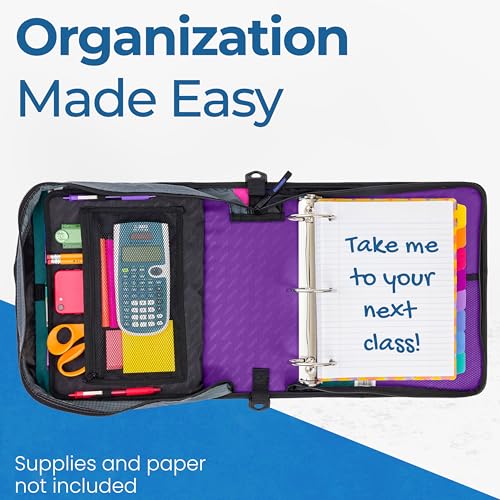 Case-it School Zipper Binder | 3" O-Rings | 600-Sheet | D-146 Deep Purple - color: I Deep Purple, size: 6 Pack