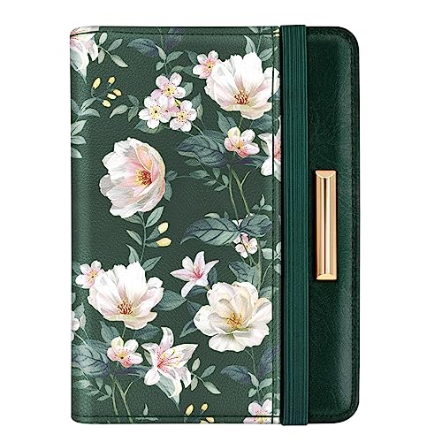 Coco Rossi Passport Holder Cover, RFID Travel Wallet Women Card Holder - color: Green Flower