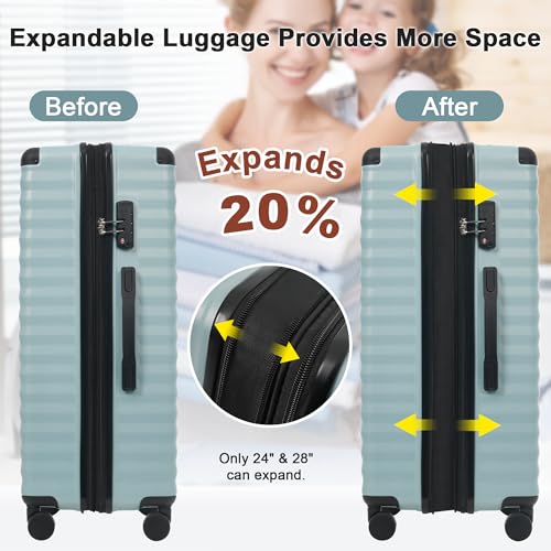 Merax Hardside Luggage Set,5 Piece Front Opening Suitcase Set.Light Blue - color: Light Blue, size: 5 Piece(20/24/28/DB/TB)