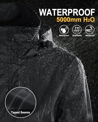 33,000ft Women's Rain Jacket Waterproof Lightweight Packable Raincoat - color: Black, size: Medium