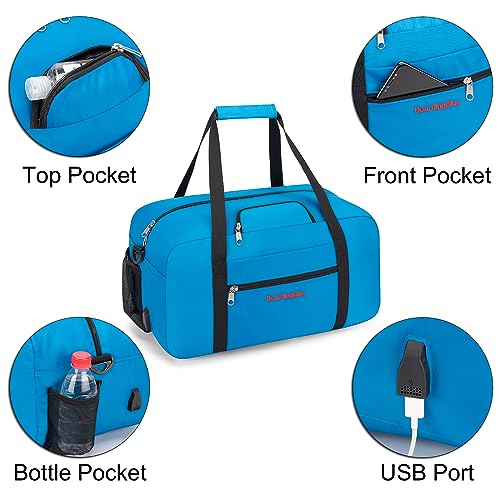 17x10x9 United Airline Personal Item Under Seat Duffel Bag With Free Pillow And USB Port (Royal Blue) - color: Royal Blue