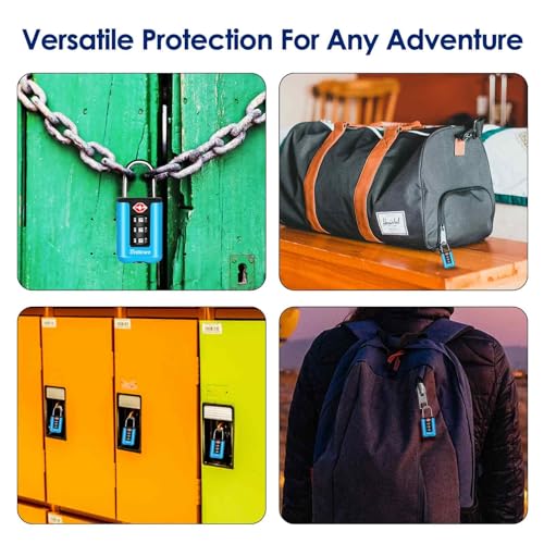 2 Pack TSA Approved Luggage Locks, Combination Travel Padlock, 3-Digit Waterproof Lock, TSA Accepted Outdoor Keyless Resettable Lock for Lockers, Bags, Backpack, Gym, Gate-Blue - color: 2 Pack-Blue