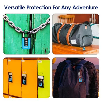 2 Pack TSA Approved Luggage Locks, Combination Travel Padlock, 3-Digit Waterproof Lock, TSA Accepted Outdoor Keyless Resettable Lock for Lockers, Bags, Backpack, Gym, Gate-Blue - color: 2 Pack-Blue