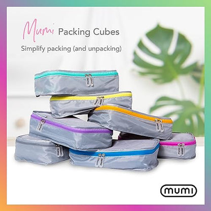 MUMI Packing Cubes Set of 5 - Mesh-Top Luggage Organizers, Gray - color: Grey