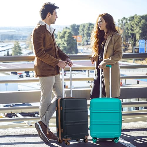 Kono Suitcase Set 3 Piece Luggage Set Expandable with Spinner Wheels - color: Apricot Black, size: 6-piece set (Db/Tb/12/20/24/28)