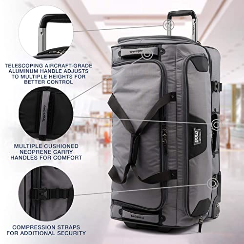 Travelpro Bold Drop-Bottom Wheeled Duffel Bag, Grey/Black, 30-Inch - color: Grey/Black