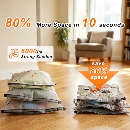 9 Pack Vacuum Seal Bags for Clothing Travel with Portable Electric Pump - size: 9 Combo