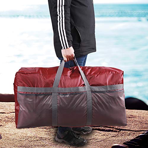 REDCAMP Foldable Travel Bag, Large Sports Bag, 75L/96L/100L, Lightweight Waterproof Tote Bag - color: Wine Red 96L