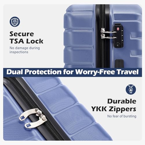 Coolife Lightweight Luggage with TSA Lock,Large Checked Blue - color: Blue, size: Large(28in)