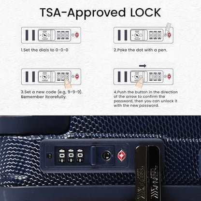 Luggage Sets 2 Piece(20in/30in) Suitcase Set w/TSA LOCK - color: Navy, size: 2-Piece Set (20"/30'')
