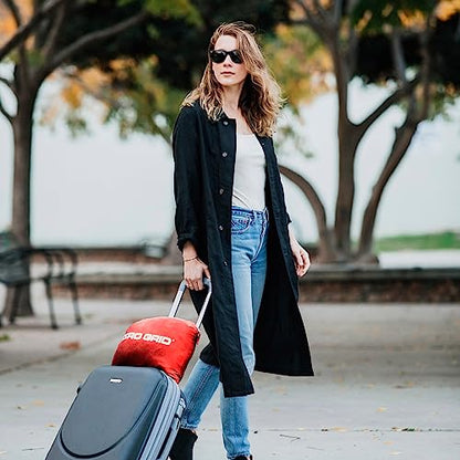 Zero Grid Lightweight Airplane & Travel Blanket with Foot Pockets, Red - color: Red
