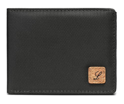 Lanyani Minimalist Fabric Wallet Bifold RFID Blocking - color: Black and Black