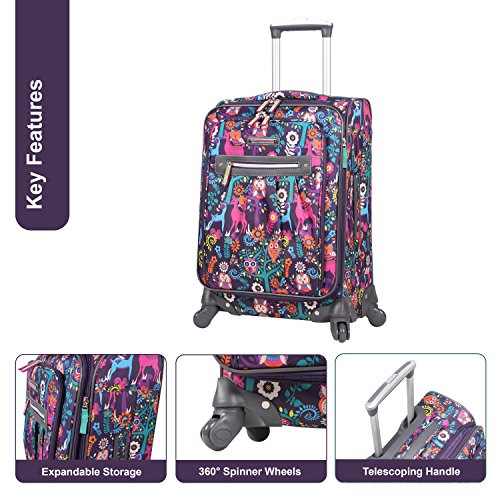 Lily Bloom Large Expandable Design Pattern Luggage With Spinner Wheels For Woman (28in, Wildwoods) - color: Wildwoods