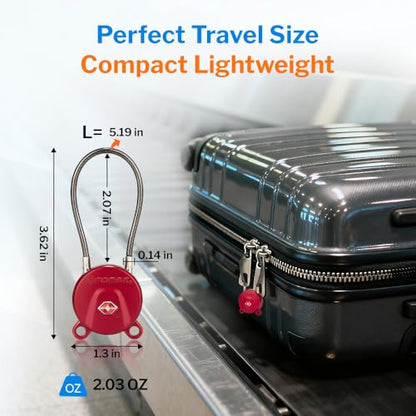 FORGE TSA Approved Luggage Locks Keyed Alike, TSA006 Dimple Key Cable Locks for Luggage, All Metal Zinc Alloy Travel Padlock for Suitcase, Backpack, and More, 2 Locks Red. - size: Red 2 Locks