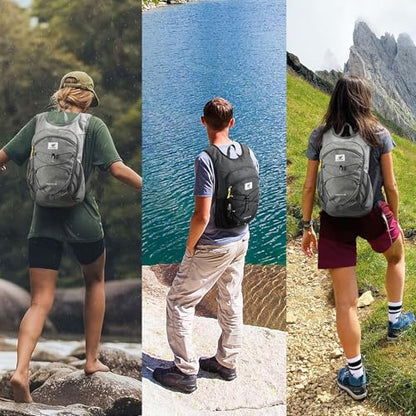 SKYSPER 15L/20L Foldable Hiking Backpack Lightweight Packable Travel Daypack with Chest Strap Small Folding Pack for Walking - color: Grey, size: 15l