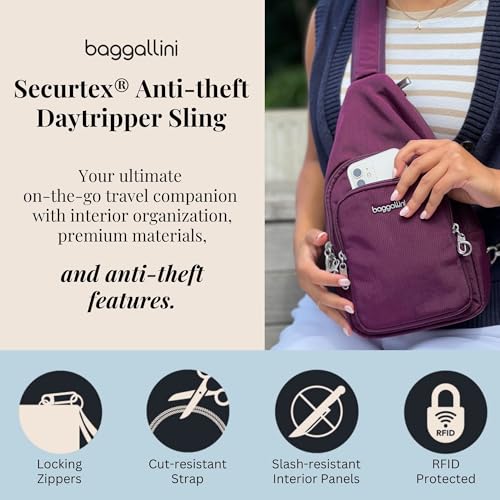 Baggallini Securtex Anti-Theft Daytripper Sling - color: Mulberry