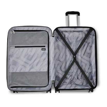 American Tourister Stratum 3.0 Medium 24-Inch Spinner, Airline Approved, Durable Hardside Luggage, Expands 1.5", RightHeight™ Adjustable Handle, Black - color: Black, size: Medium - Checked