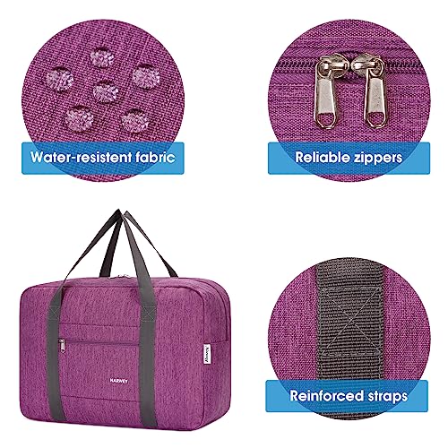 Narway Personal Item Travel Bag, Foldable Carry on Duffle Bag for Women Men - color: AA-Thick Dark Purple