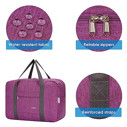 Narway Personal Item Travel Bag, Foldable Carry on Duffle Bag for Women Men - color: AA-Thick Dark Purple