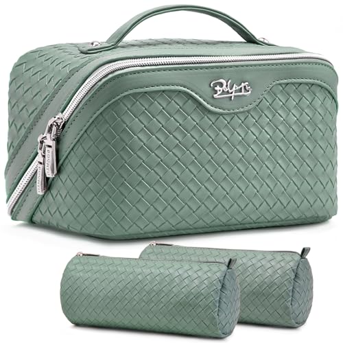 BOYATU Travel Makeup Bag Cosmetic Bags for Women: 3 Pcs Set Make up Bag - color: L10 Grass Green