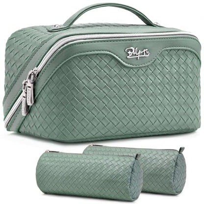 BOYATU Travel Makeup Bag Cosmetic Bags for Women: 3 Pcs Set Make up Bag - color: L10 Grass Green