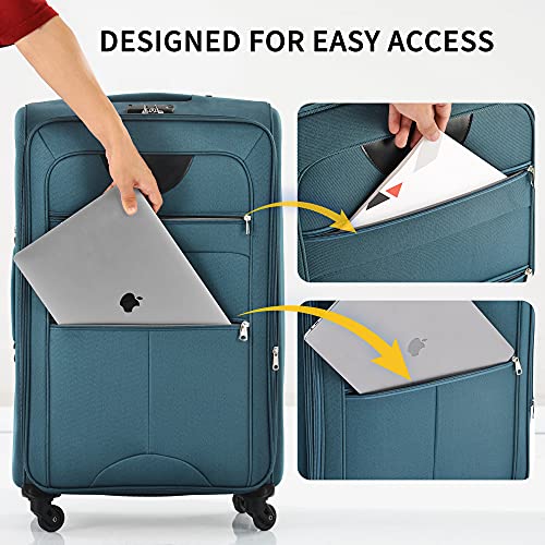 Merax Luggage Set 5 Piece,Expandable Softside Suitcase with Travel Bags - color: Blue Green, size: 22/26/30/DB/TB