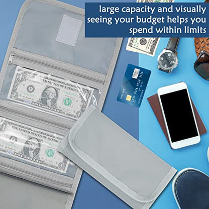 Money Organizer with Zipper,Cash Envelopes Budget Binder - color: Gray Green