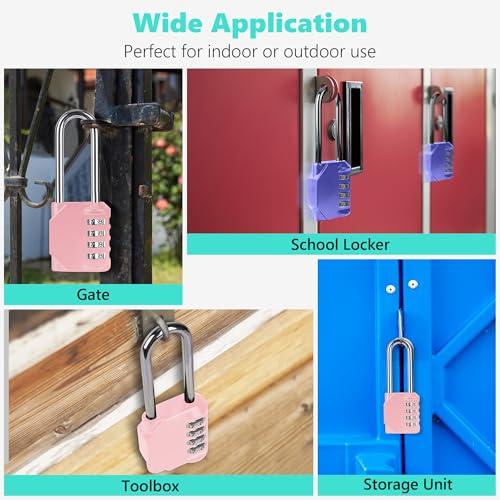 CL21RQ 2.6 Inch Long Shackle Combination Lock, 4 Digit Combination Padlock Set Your own Combination for Gym Locker Lock, School, Gates, Doors, Toolbox, Hasps and Storage (Rose Quartz (L) *1) - color: Rose Quartz (L) *1