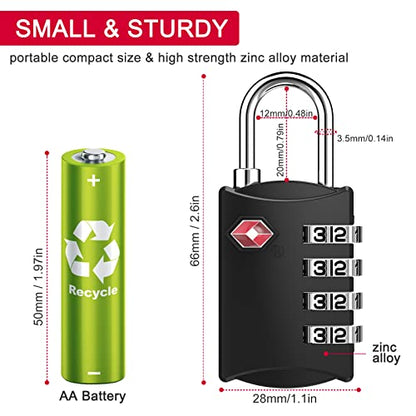 ZHEGE TSA Luggage Lock for Train Travel, 26"L × 0.1"D Cable (2 Pack, Black) - color: Black, 2Pack
