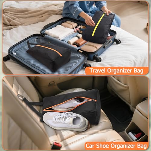 TOBWOLF 2PCS Golf Shoe Bags, Water-Resistant for Smelly Cleats - color: Black-Orange & Black-Yellow