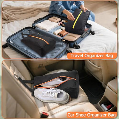 TOBWOLF 2PCS Golf Shoe Bags, Water-Resistant for Smelly Cleats - color: Black-Orange & Black-Yellow