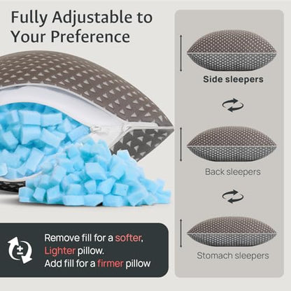 fulocean Small Cooling Memory Foam Pillows for Travel, Camping, Airplanes - size: M - 18 x 13 Inch