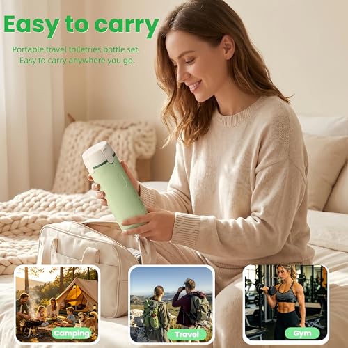 4 in 1 Travel Pump Dispenser Bottle, 30ML 4 Pack Leak-Proof Pump Containers with Measurement Scale & Label Stickers, Portable Bottles for Toiletries, Shower & Travel Use - color: White