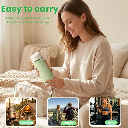 4 in 1 Travel Pump Dispenser Bottle, 30ML 4 Pack Leak-Proof Pump Containers with Measurement Scale & Label Stickers, Portable Bottles for Toiletries, Shower & Travel Use - color: White