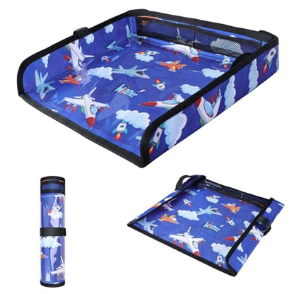 COOLBEBE Airplane Tray Table Cover, Foldable Travel Tray Cover - color: Blue Plane