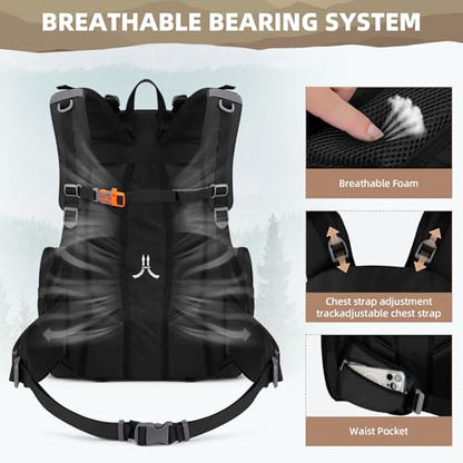 Maelstrom 40L Waterproof Hiking Backpack, Lightweight Travel Daypack - color: Black