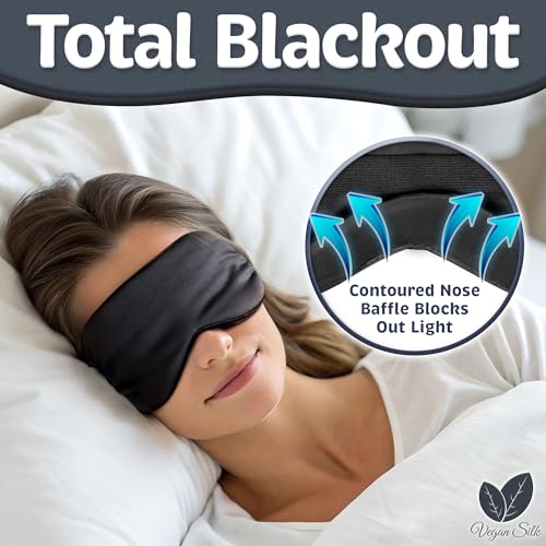 Sleep Mask - Black, 100% Tencel Derived from Natural Wood Pulp - Lightweight Eye Mask with Adjustable Strap - Blackout Blindfold for Women & Men - Comfortable Light Blocking Eye Cover - color: 100% Tencel, Black