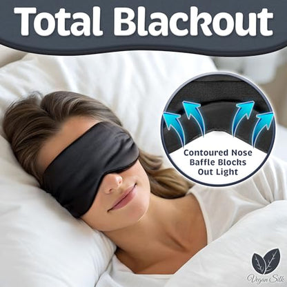 Sleep Mask - Black, 100% Tencel Derived from Natural Wood Pulp - Lightweight Eye Mask with Adjustable Strap - Blackout Blindfold for Women & Men - Comfortable Light Blocking Eye Cover - color: 100% Tencel, Black