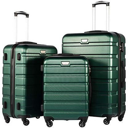 Coolife Luggage Set, 3 Piece Lightweight Durable Hardshell, Dark Green - color: Dark Green