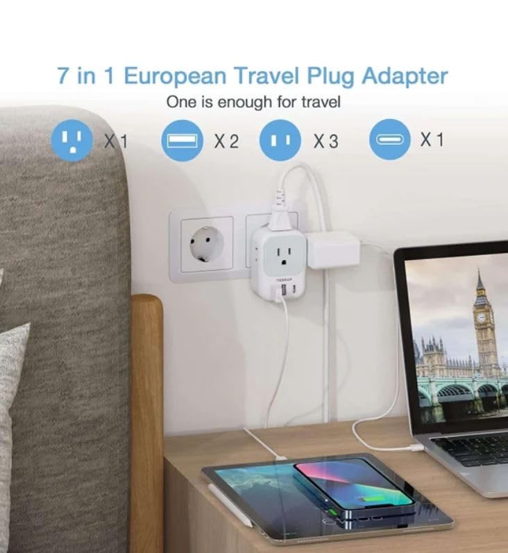 TESSAN European Travel Plug Adapter Converter