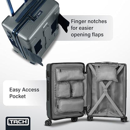 TACH Patented Connecting Hard Shell 3 Piece Luggage Set - 20, 24 & 28 inch Luggage | Carry-On, Medium & Large Rolling Suitcases - Slate Grey - color: Slate Grey, size: 3-Piece Set