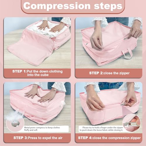 Packing Cubes for Travel Packing Organizers Compression Travel Cubes, Pink - color: Pink
