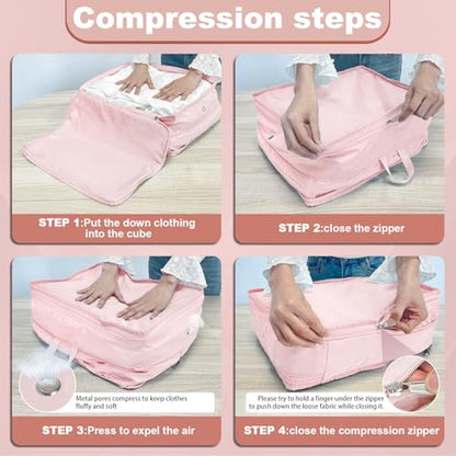 Packing Cubes for Travel Packing Organizers Compression Travel Cubes, Pink - color: Pink