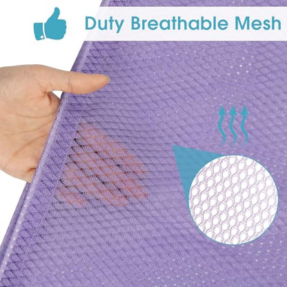 2 Pack Mesh Laundry Bags 23x34 Inch Drawstring Locking for Travel Home - color: Purple