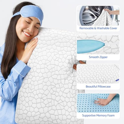 CushZone Memory Foam Pillow, Bed Pillow Neck Pillow for Sleeping - size: King Size