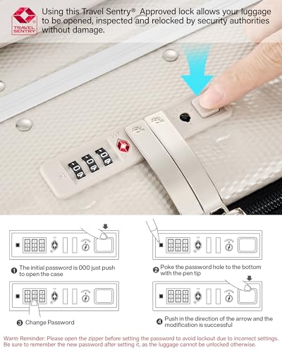 Hanke 16 Inch Small Carry On Luggage, Top Opening Aluminum Frame Suitcase - color: Ivory White, size: 16 Inch