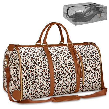 Ytonet Convertible Garment Bags for Travel, Large Carry on Garment Bag - color: Leopard, style: Tote