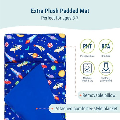 Wildkin Nap Mat with Pillow and Blanket, Preschool Rest Mat - color: Out of This World
